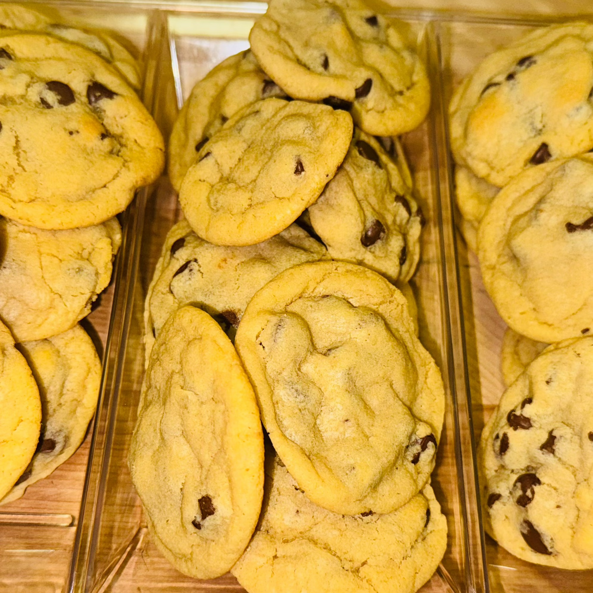 Fresh-baked classic chocolate chip cookies with gooey chocolate chips.
