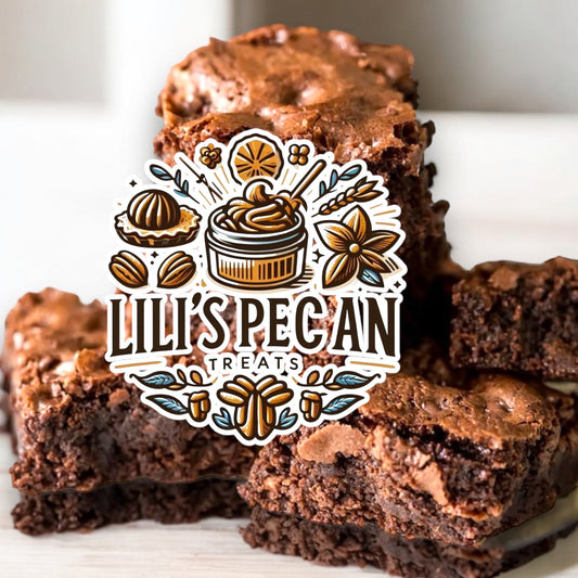 Fresh-baked fudgy brownies with pecans, walnuts, or extra chocolate fudge.